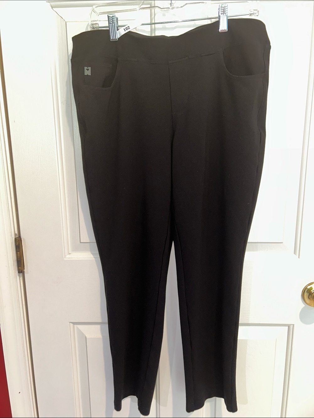 Belle by Kim Gravel Black Straight-Leg Pull-On Knit Pants
